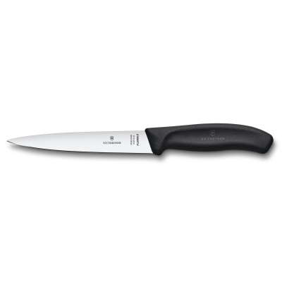 Нож филейный VICTORINOX SwissClassic с гибким прямым лезвием 16 см, чёрный