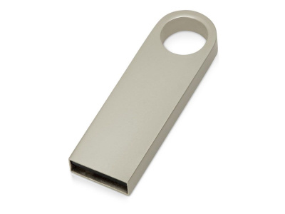 USB 2.0-флешка на 16 Гб с мини чипом и круглым отверстием, серебристый , размер 16ГБ