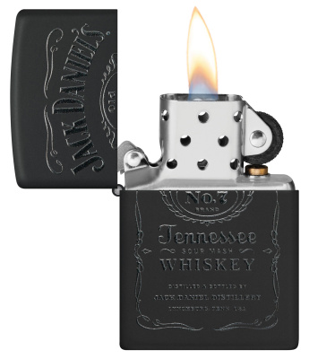 Набор ZIPPO Jack Daniels®: зажигалка с покрытием Black Matte и кожаный чехол в подарочной коробке