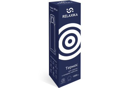 Термос Relaxika 101 (1 литр), темно-синий (без лого) , размер 1000