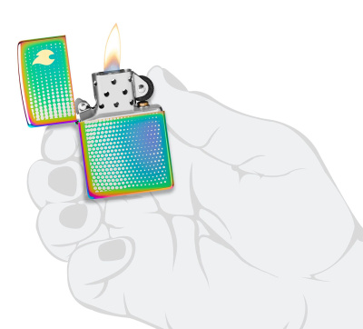 Зажигалка ZIPPO Dot Matrix с покрытием Multi Color, латунь/сталь, разноцветная, глянцевая, 38x13x57 мм