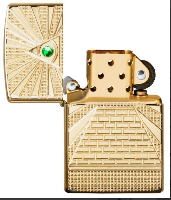 Зажигалка ZIPPO Armor™ Всевидящее око с покрытием Глянцевая латунь | Eye of Providence High Polish Brass, латунь/сталь, золотистая, 38x13x57 мм