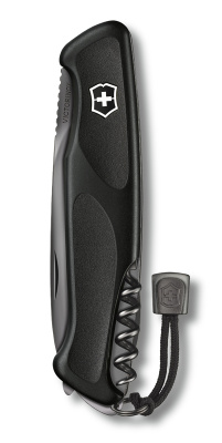 Нож перочинный VICTORINOX RangerGrip 55 Onyx Black, 130 мм, 12 функций, с фиксатором лезвия, чёрный