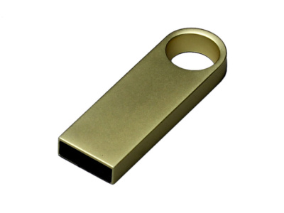 USB 2.0-флешка на 128 Гб с мини чипом и круглым отверстием, золотистый , размер 128ГБ