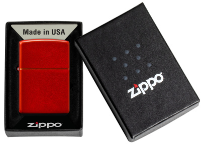 Зажигалка ZIPPO классическая с металлизированным красным покрытием | Classic Metallic Red, латунь/сталь, красная, матовая, 38x13x57 мм