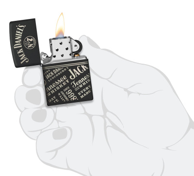 Зажигалка ZIPPO Jack Daniel's с покрытием Black Matte, латунь/сталь, разноцветная, 38x13x57 мм