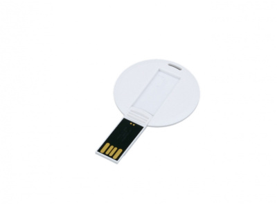 USB-флешка на 8 Гб в виде пластиковой карточки круглой формы, белый , размер 8ГБ