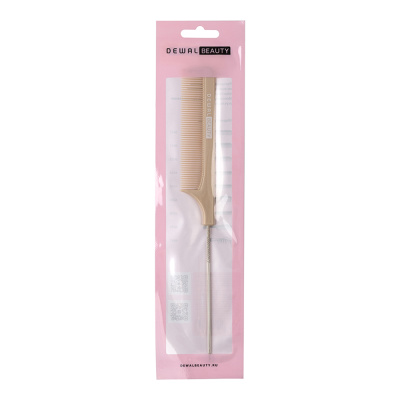 Расческа Dewal Beauty с металлическим хвостиком бежевая 22,0 см