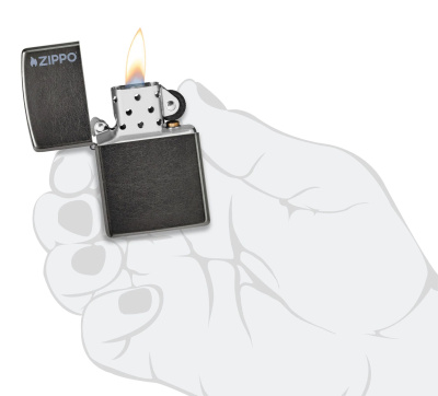 Зажигалка ZIPPO Logo с покрытием Gray Dusk, латунь/сталь, серая, матовая, 38x13x57 мм