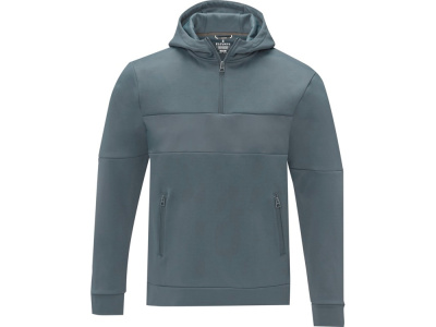 Мужской свитер анорак Sayan на молнии на половину длины с капюшоном, steel grey , размер M