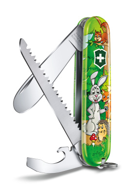 Набор для детей VICTORINOX "Кролик": перочинный нож 84 мм, шнурок на шею, книга-раскраска, зелёный