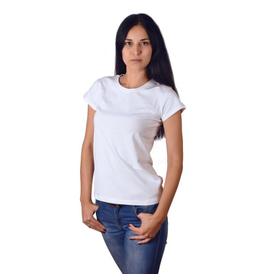 Футболка женская  "Ритейл" белый_2XL, 92% хлопок 8% лайкра, 160 г/м2