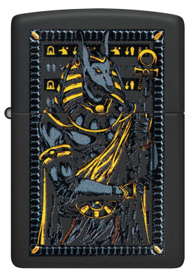 Зажигалка ZIPPO Бог Анубис с черным матовым покрытием | Anubis Black Matte, латунь/сталь, черная, 38x13x57 мм