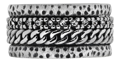 Кольцо ZIPPO, серебристое, с цепочным орнаментом, нержавеющая сталь, 1,2x0,25 см, диаметр 19,7 мм