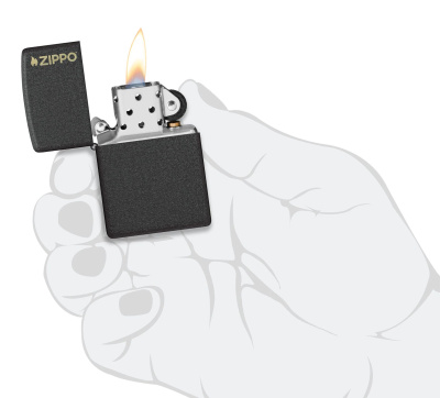Зажигалка ZIPPO Logo с покрытием Black Crackle™, латунь/сталь, чёрная, матовая, 38x13x57 мм