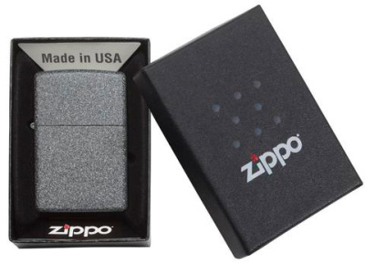 Зажигалка ZIPPO классическая с каменным покрытием | Classic Iron Stone, латунь/сталь, серая, матовая, 38x13x57 мм