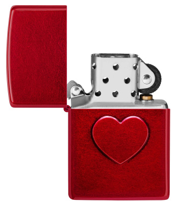 Зажигалка ZIPPO Оттиск сердца с покрытием Красное карамелизированное яблоко | Stamped Heart Candy Apple Red™,латунь/сталь,красная,глянцевая,38x13x57мм