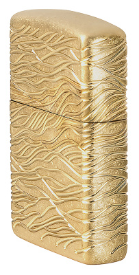 Зажигалка ZIPPO Armor® Luxury Waves Design с покрытием Tumbled Brass, латунь/сталь, золотистая, матовая, 38x13x57 мм