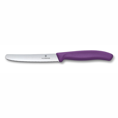 Нож столовый VICTORINOX Швейцарская классика | Swiss Classic, лезвие 11 см с волнистой кромкой, фиолетовый