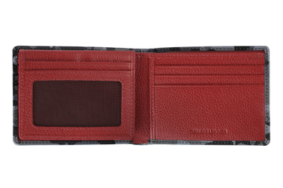 Портмоне ZIPPO, серо-чёрный камуфляж, натуральная кожа, 11,2×2×8,2 см