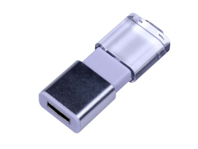 USB-флешка промо на 32 Гб прямоугольной формы, выдвижной механизм, белый , размер 32ГБ