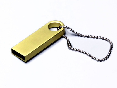 USB 2.0-флешка на 512 Мбайт с мини чипом и круглым отверстием, золотистый , размер 512МБ