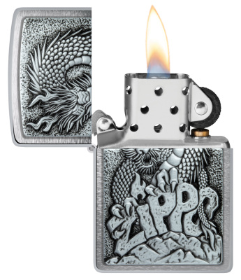 Зажигалка ZIPPO классическая с покрытием матовый хром | Classic Brushed Chrome, латунь/сталь, серебристая, 38x13x57 мм