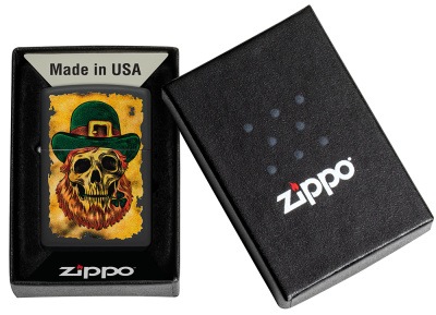 Зажигалка ZIPPO Lucky Map с покрытием Black Matte, латунь/сталь, черная, 38x13x57 мм