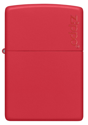 Зажигалка ZIPPO Логотип с красным матовым покрытием | Logo Red Matte, латунь/сталь, красная, матовая, 38x13x57 мм