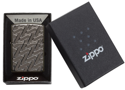Зажигалка ZIPPO Armor® Геометрический узор с глянцевым покрытием Черный лед | Geometric Weave High Polish Black Ice®, латунь/сталь, чёрная, 38x13x57 м