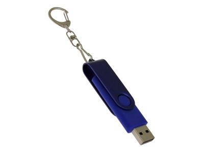 USB-флешка на 16 Гб 2 в 1 поворотный механизм, c дополнительным разъемом Type-C с одноцветным металлическим клипом, синий , размер 16ГБ