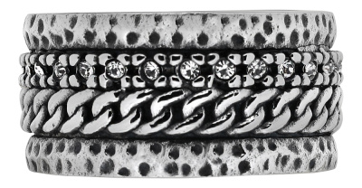 Кольцо ZIPPO, серебристое, с цепочным орнаментом, нержавеющая сталь, диаметр 21,7 мм