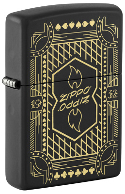 Зажигалка ZIPPO Линейный мотив с черным матовым покрытием | Lines Design Black Matte, латунь/сталь, черная, матовая, 38x13x57 мм