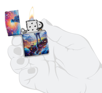 Зажигалка ZIPPO Mushroom Forest Design с покрытием 540 Matte, латунь/сталь, разноцветная, матовая, 38x13x57 мм