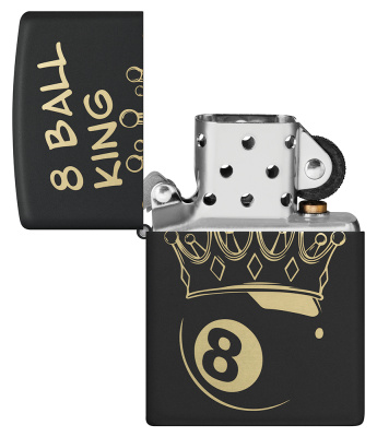 Зажигалка ZIPPO Billiards Champion Design с покрытием Black Matte, латунь/сталь, черная, 38x13x57 мм