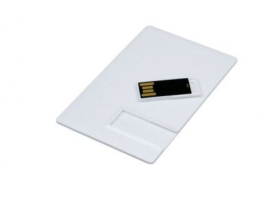 USB-флешка на 8 Гб в виде пластиковой карты с полностью выдвижным чипом, белый , размер 8ГБ