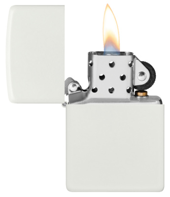 Зажигалка ZIPPO классическая с белым матовым покрытием | Classic White Matte, латунь/сталь, белая, матовая, 38x13x57 мм