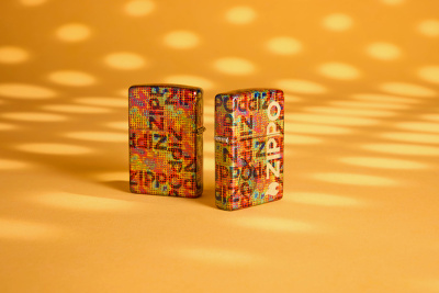 Зажигалка ZIPPO Слияние пикселей с покрытием Искусственно состаренная латунь | Pixel Fusion 540 Tumbled Brass, латунь/сталь, разноцветная, 38x13x57 мм