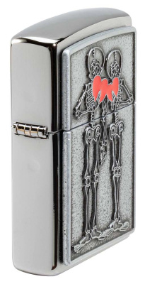 Зажигалка ZIPPO Влюбленная пара с покрытием матовый хром | Couple Love Brushed Chrome, латунь/сталь, серебристая, 36x13x57 мм