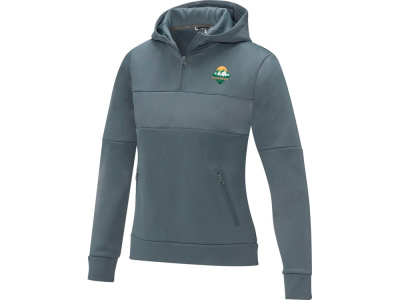 Женский свитер анорак Sayan на молнии на половину длины с капюшоном, steel grey , размер 2XL