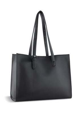 Бизнес-сумка женская наплечная BUGATTI ЛУНА | LUNA, черная, полиуретан, 40,5 x 14 x 30,5 см