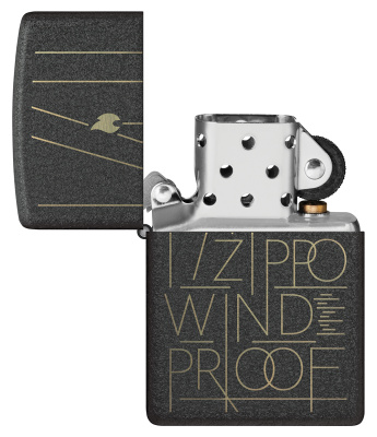 Зажигалка ZIPPO Искусство линий с черным покрытием с кракелюром | Line Art Black Crackle™, латунь/сталь, чёрная, матовая, 38x13x57 мм