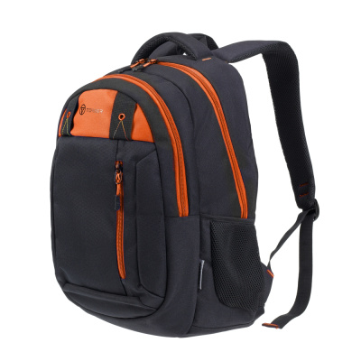 Рюкзак TORBER КЛАСС, черный с оранжевой вставкой, полиэстер 900D, 45 x 32 x 16 см