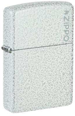 Зажигалка ZIPPO Логотип с ледяным покрытием | Logo Glacier, латунь/сталь, белая, матовая, 38x13x57 мм