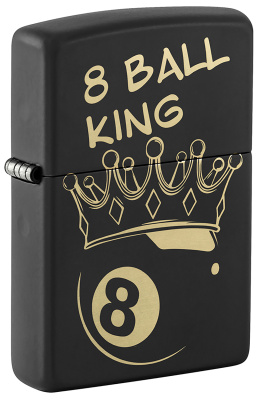 Зажигалка ZIPPO Billiards Champion Design с покрытием Black Matte, латунь/сталь, черная, 38x13x57 мм