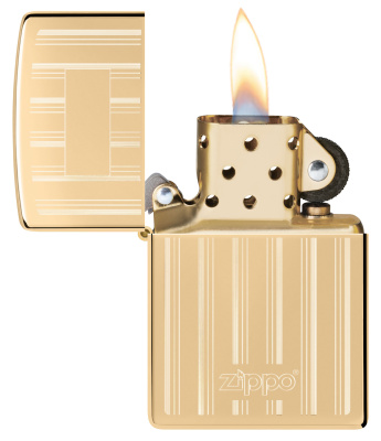 Зажигалка ZIPPO классическая с покрытием Глянцевая латунь | Classic High Polish Brass, латунь/сталь, золотистая, 38x13x57 мм