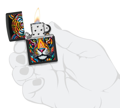 Зажигалка ZIPPO Tiger Stripes Design с покрытием Black Matte, латунь/сталь, черная, 38x13x57 мм