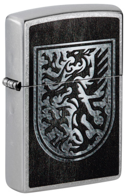 Зажигалка ZIPPO Дракон с покрытием поцарапанный хром | Dragon Design Street Chrome, латунь/сталь, серебристая, 38x13x57 мм