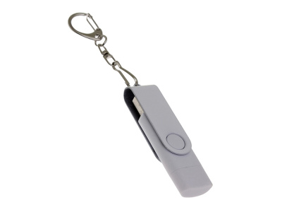 USB-флешка на 16 Гб 2 в 1 поворотный механизм, c дополнительным разъемом Type-C с одноцветным металлическим клипом, белый , размер 16ГБ