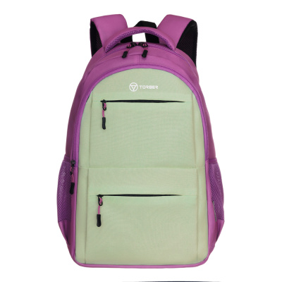 Рюкзак TORBER КЛАСС, розовый/салатовый, 45 x 30 x 18 см + Мешок для сменной обуви в подарок!